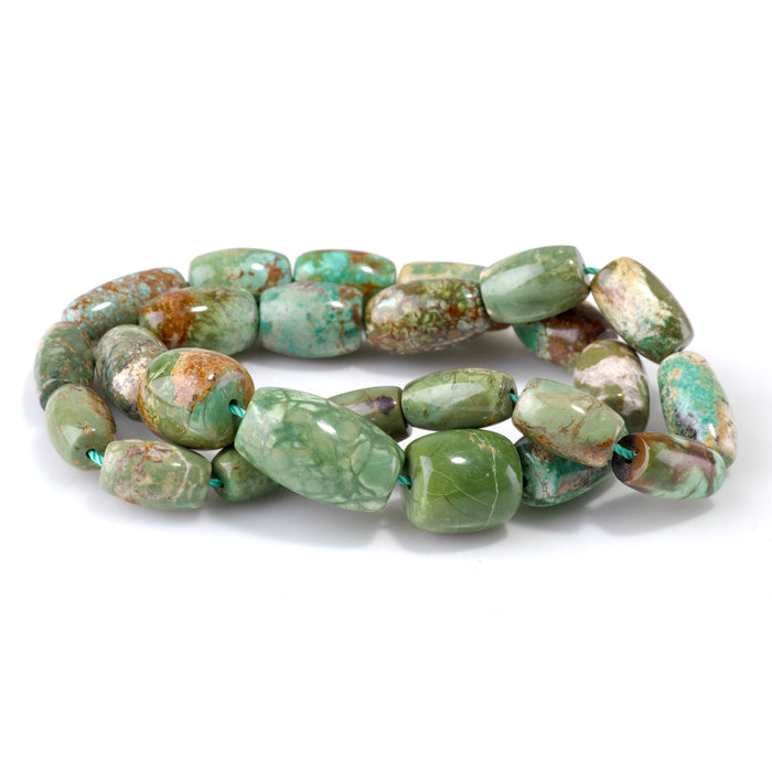 Hubei Turquoise 8-13x12-20mm Green Graduated Barrel Beads - 15-16 Inch