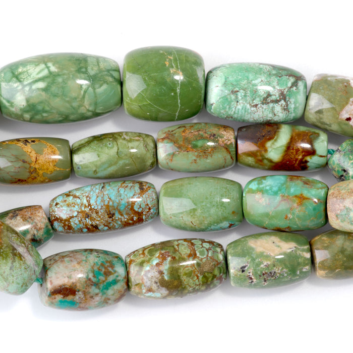 Hubei Turquoise 8-13x12-20mm Green Graduated Barrel Beads - 15-16 Inch