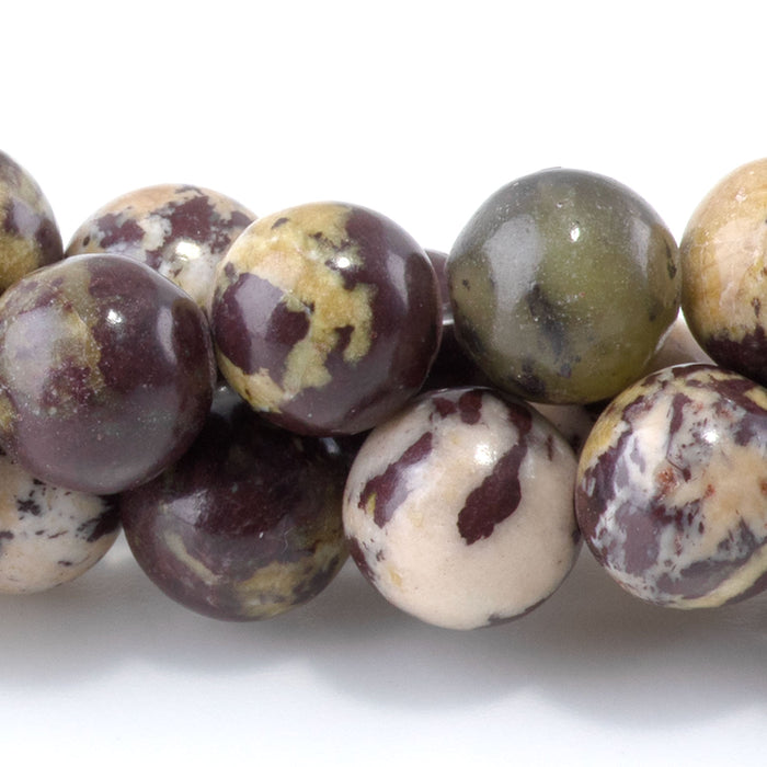 Burgundy Flower Turquoise 8mm Round - 15-16 Inch