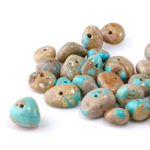 This is a Dakota Stones 10-20mm Caballo Campitos Turquoise 2mm Hole Gemstone strand with nugget beads.