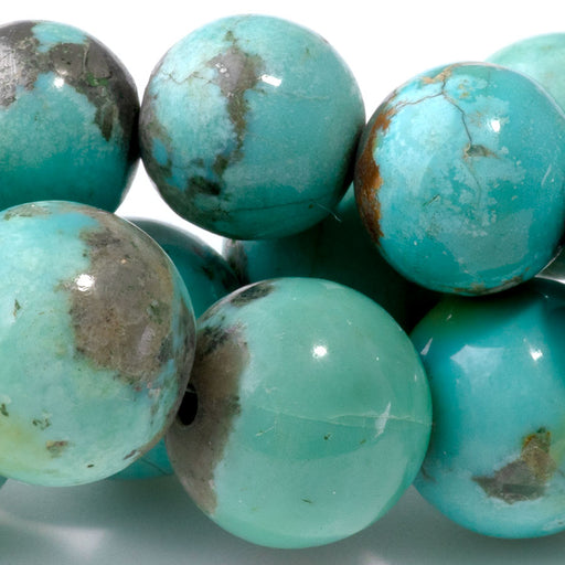 This is a Dakota Stones 10-14mm Campitos Turquoise Gemstone strand with round beads in 19-20 inch strand.