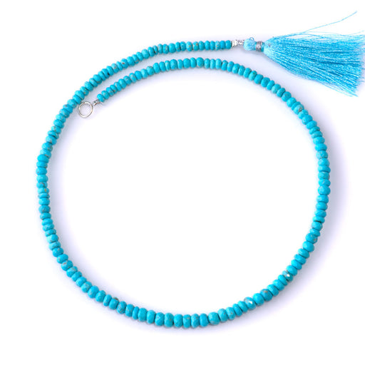 This is a Dakota Stones Kingman Turquoise Gemstone strand with faceted rondelle beads in 16-17 inch strand.