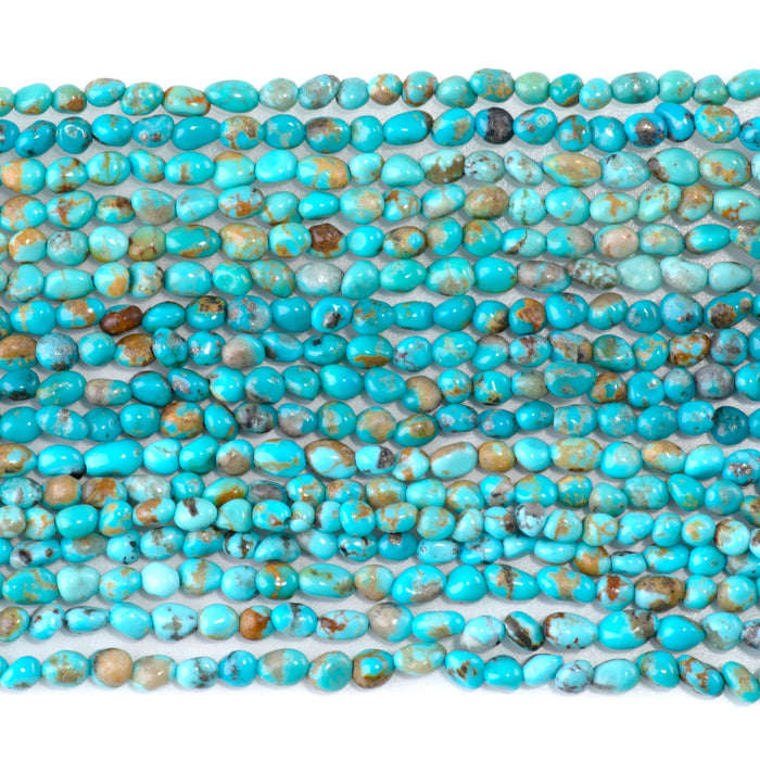 Kingman Turquoise 3-4mm Blue/Green Pebble - 15-16 Inch