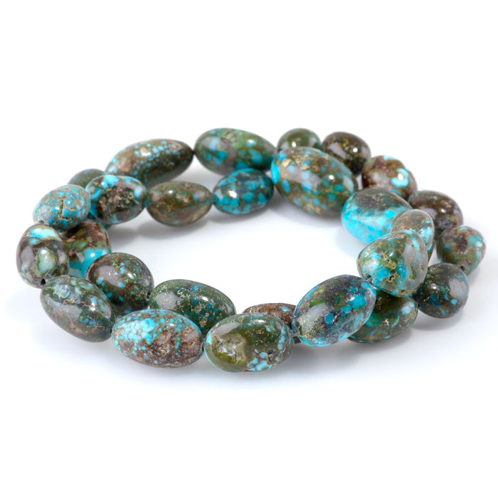 Kingman Turquoise 9x11-11x20mm Blue Brown Graduated Nugget - 15-16 Inch