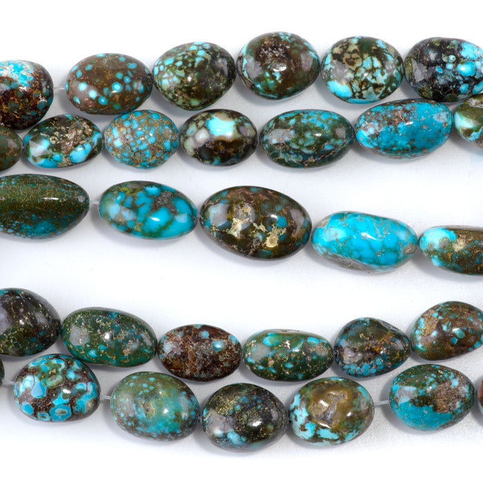 Kingman Turquoise 9x11-11x20mm Blue Brown Graduated Nugget - 15-16 Inch