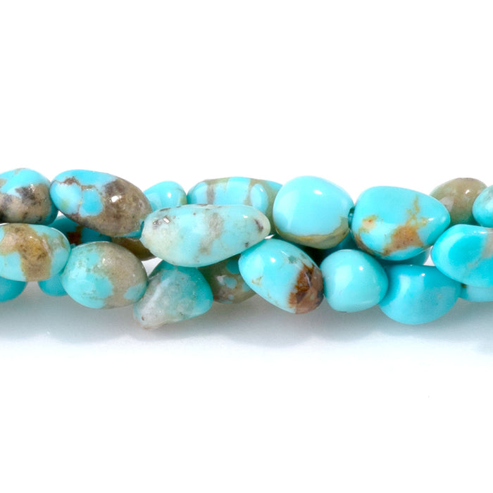 Kingman Turquoise 4-7mm Blue Green with Matrix Pebble Bead - 15-16 Inch