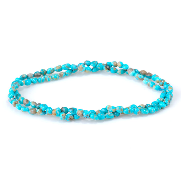 Kingman Turquoise 3-6mm Blue with Matrix Pebble Bead - 15-16 Inch