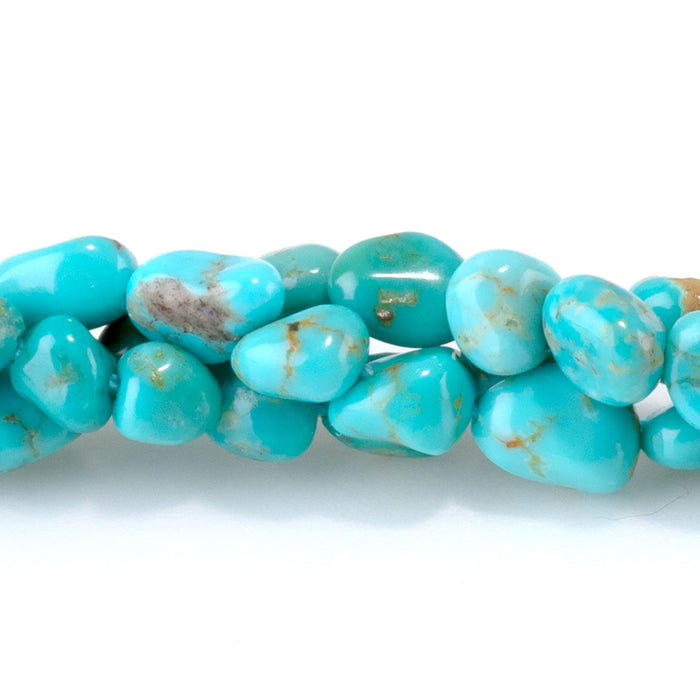 Kingman Turquoise 4-7mm Blue Green Long Drill Pebble Bead - 15-16 Inch