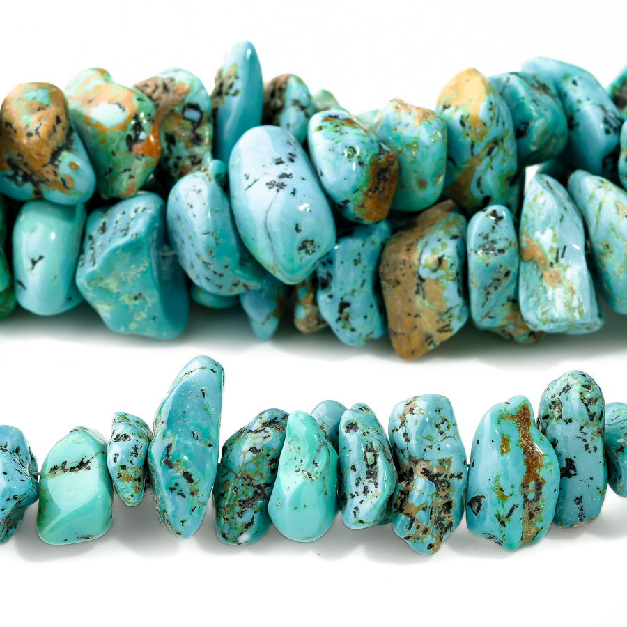 Kingman Turquoise 15-25mm Nugget Green 9-10 Inch Strands- Limited Editions