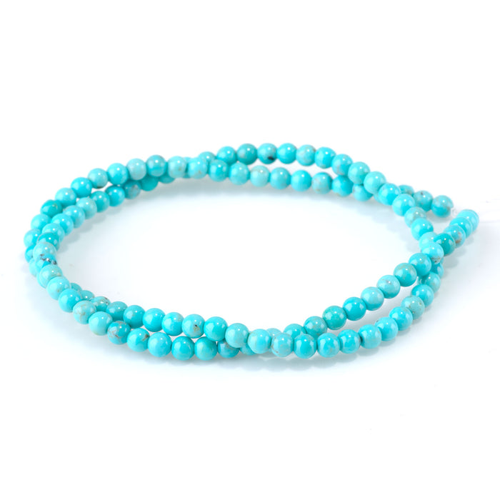 Kingman Turquoise 4mm Round Bead - 15-16 Inch