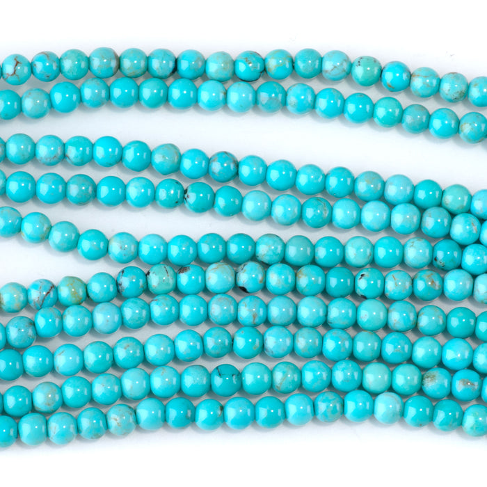 Kingman Turquoise 4mm Round Bead - 15-16 Inch