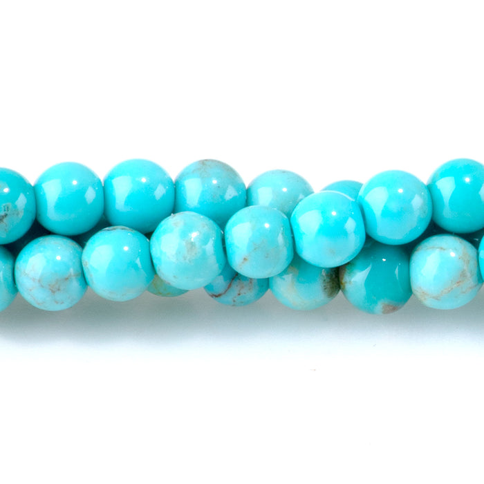 Kingman Turquoise 4mm Round Bead - 15-16 Inch