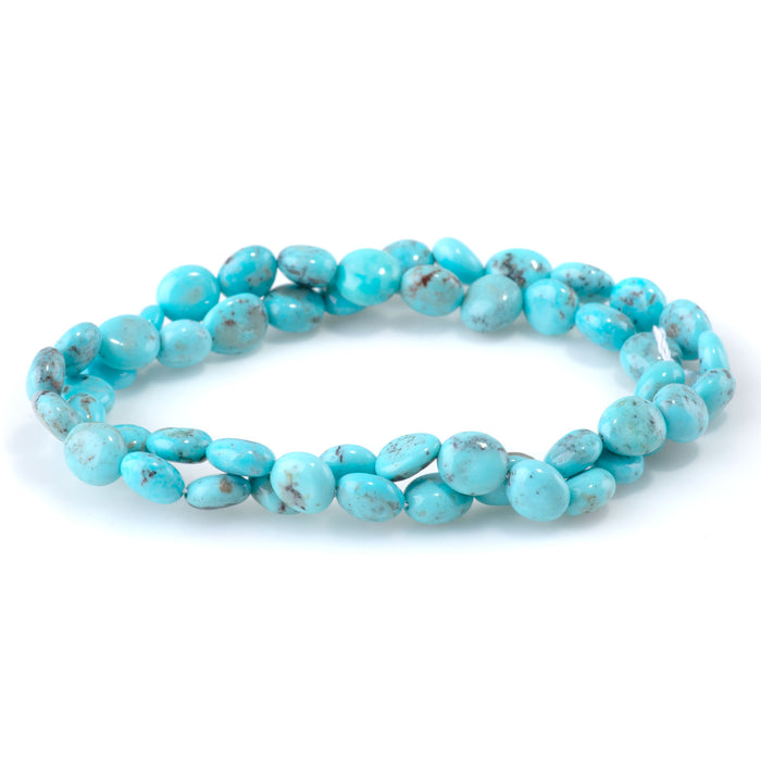 Nacozari Turquoise 7-8mm Blue Irregular Coin - 15-16 Inch