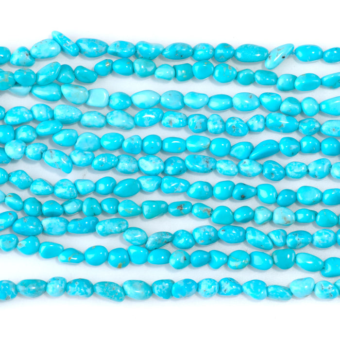 Nacozari Turquoise 3-6mm Blue Pebble Bead - 15-16 Inch