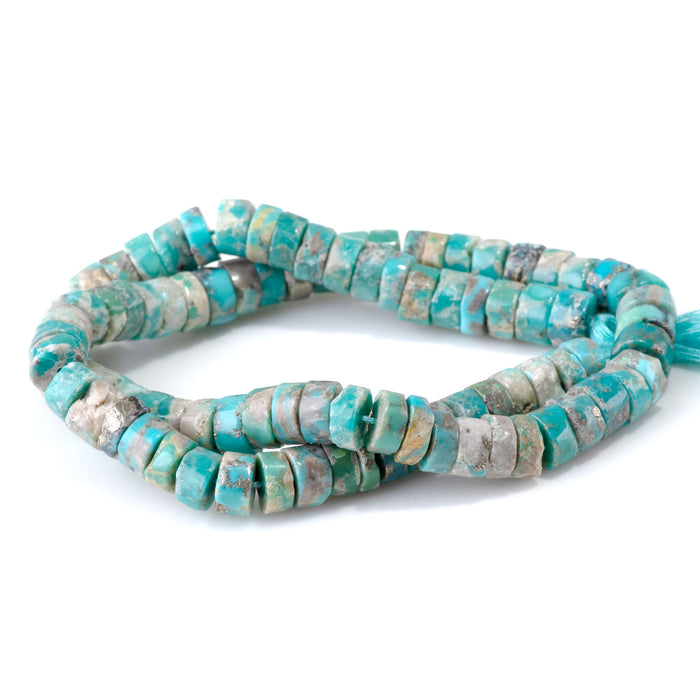 Persian Turquoise 3-5x8mm Irregular Heishi Beads - 14-15 Inch