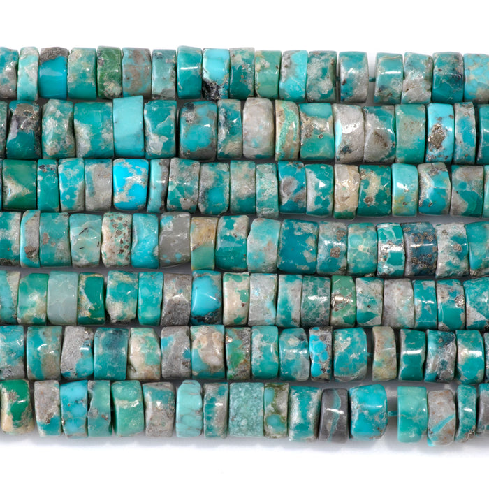 Persian Turquoise 3-5x8mm Irregular Heishi Beads - 14-15 Inch