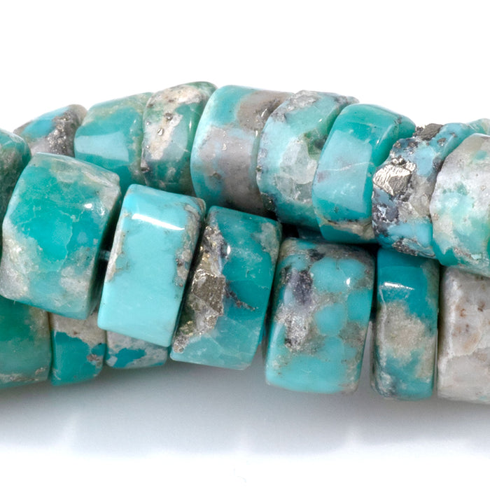 Persian Turquoise 3-5x8mm Irregular Heishi Beads - 14-15 Inch