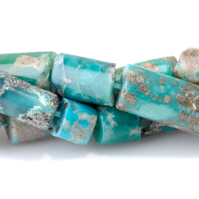 Persian Turquoise 5-6x8-10mm Irregular Tube Beads - 15-16 Inch