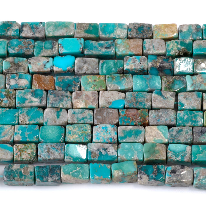 Persian Turquoise 5-6x8-9mm Irregular Rectangle Beads - 15-16 Inch