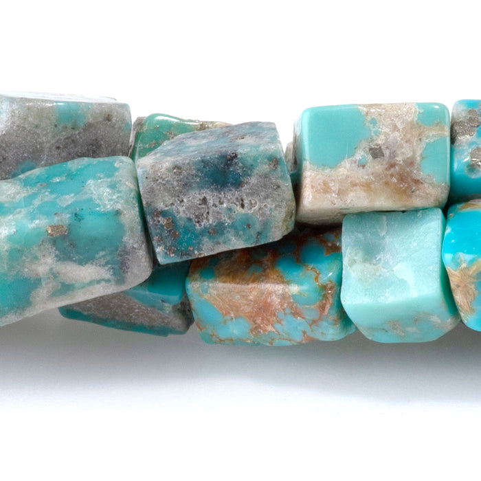 Persian Turquoise 5-6x8-9mm Irregular Rectangle Beads - 15-16 Inch