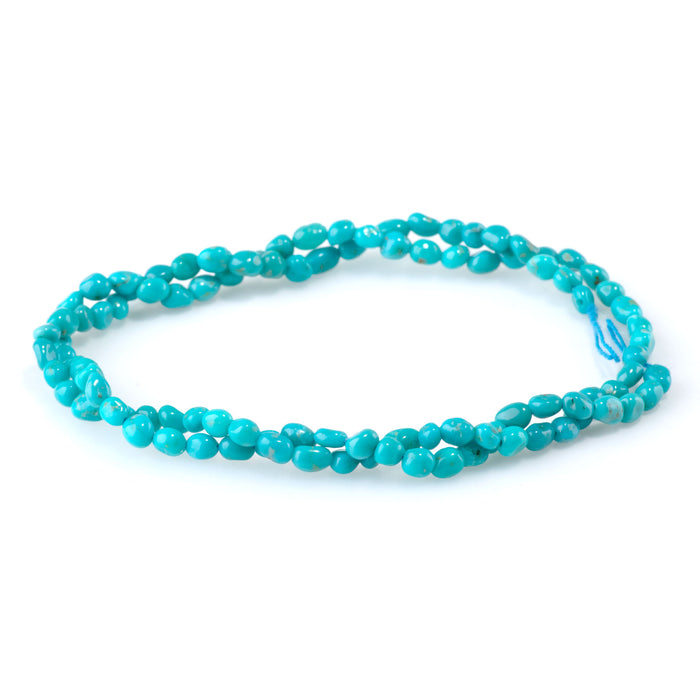 Sleeping Beauty Turquoise 3-4mm  Blue Pebble - 15-16 Inch