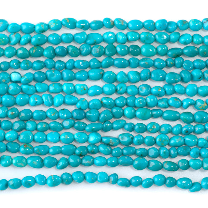 Sleeping Beauty Turquoise 3-4mm  Blue Pebble - 15-16 Inch