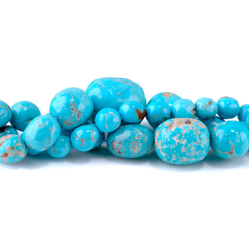 This is a Dakota Stones 10-16x20mm Sleeping Beauty Turquoise Gemstone strand with nugget beads in 15-16 inch strand.