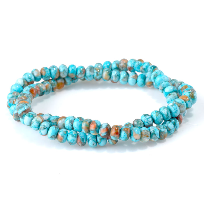 Turquoise and Spiny Oyster 4x6mm Rondelle - 15-16 Inch