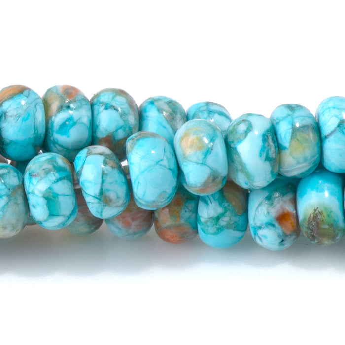 Turquoise and Spiny Oyster 4x6mm Rondelle - 15-16 Inch