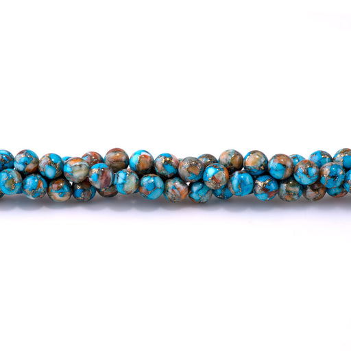 This is a Dakota Stones 8mm Turquoise Spiney Oyster Gemstone strand with round beads in 15-16 inch strand.