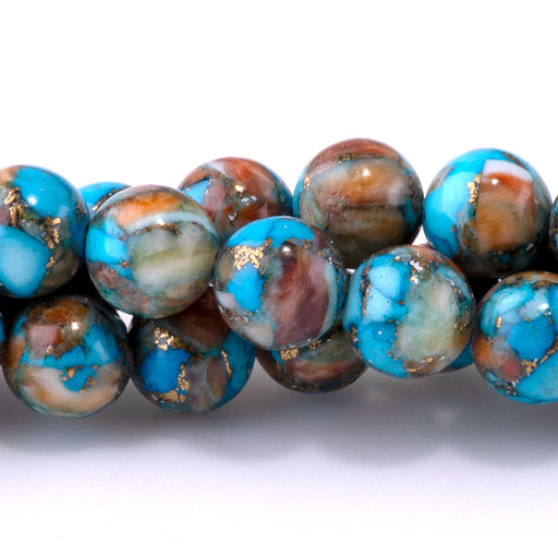 This is a Dakota Stones 8mm Turquoise Spiney Oyster Gemstone strand with round beads in 15-16 inch strand.