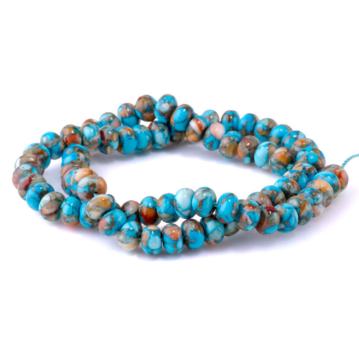 Turquoise and Spiny Oyster 8mm Rondelle - 15-16 Inch