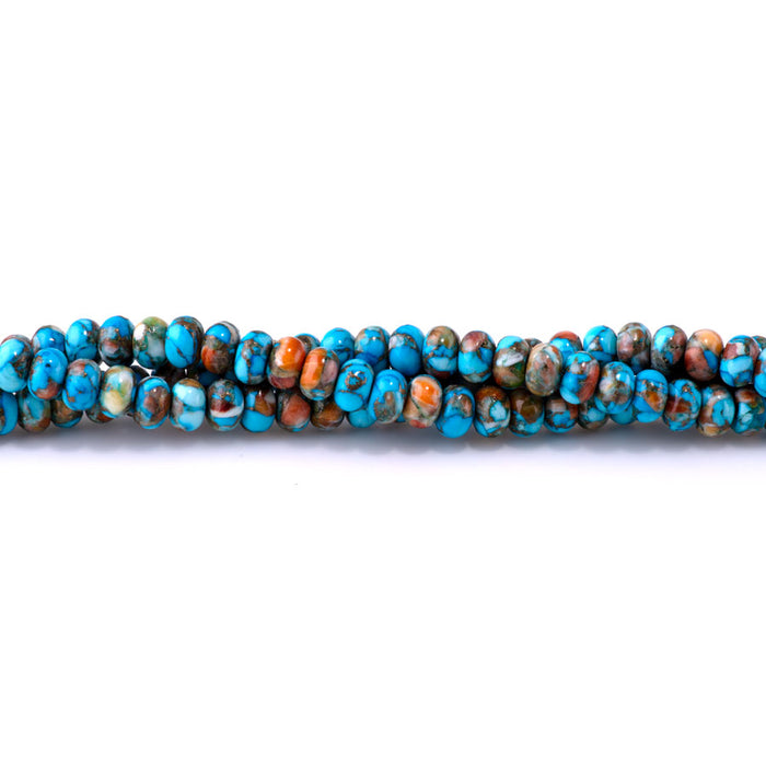 Turquoise and Spiny Oyster 8mm Rondelle - 15-16 Inch