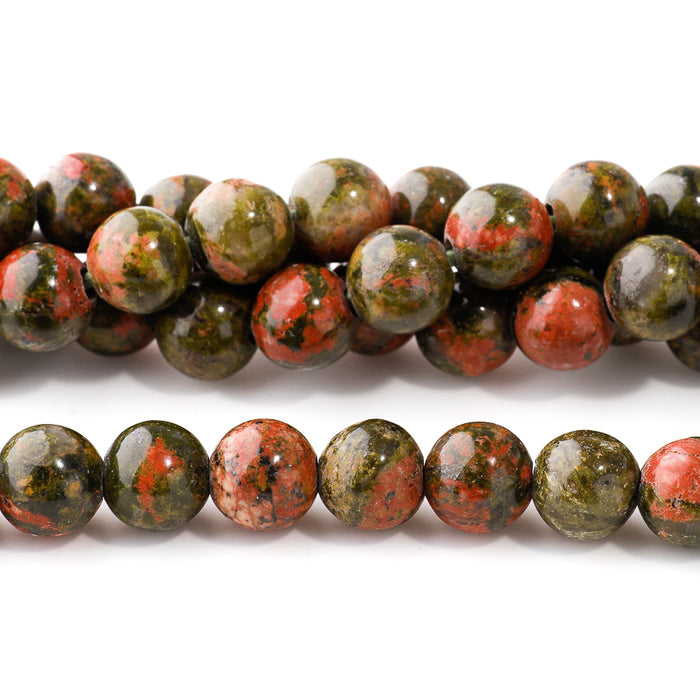 Unakite 10mm Round - Large Hole Beads