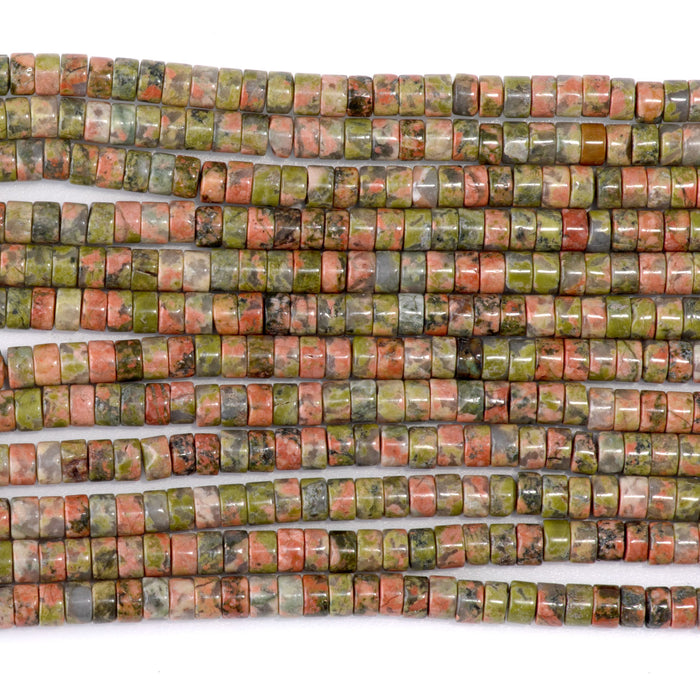 Unakite 2x4mm Heishi - 15-16 Inch