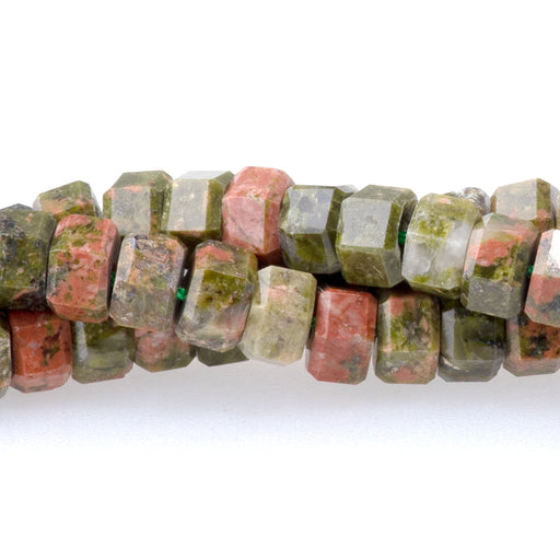 This is a Dakota Stones 6mm Unakite Hexagon Gemstone strand of round beads in 15-16 inch strand.
