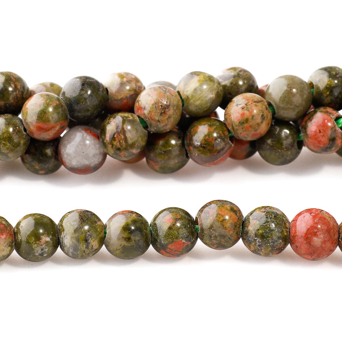 Unakite 6mm Round - Large Hole Beads