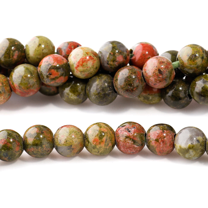 Unakite 8mm Round - Large Hole Beads