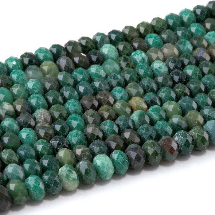 This is a Dakota Stones 8mm Verdite Large Hole Gemstone strand with faceted rondelle beads in 8 inch strand.