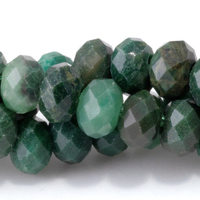 This is a Dakota Stones 8mm Verdite Large Hole Gemstone strand with faceted rondelle beads in 8 inch strand.