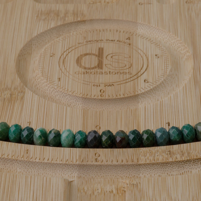 This is a Dakota Stones 8mm Verdite Large Hole Gemstone strand with faceted rondelle beads in 8 inch strand.