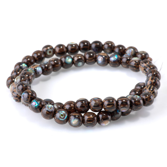 Patikan Wood with Abalone Inlay 8mm Round - 15-16 Inch