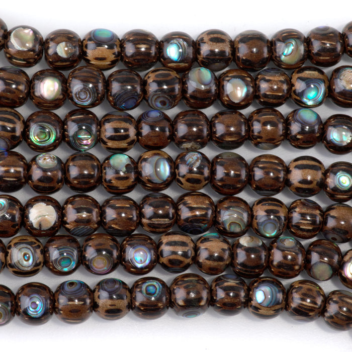 Patikan Wood with Abalone Inlay 8mm Round - 15-16 Inch