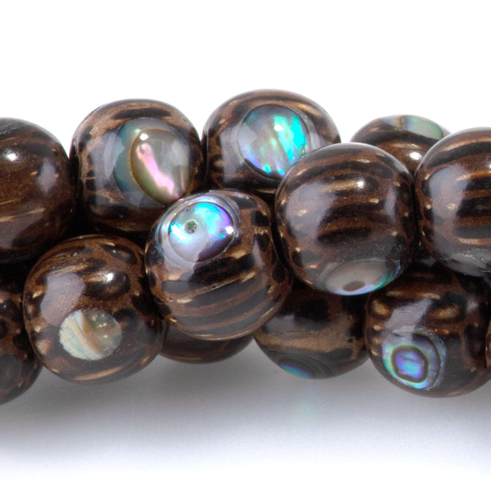 Patikan Wood with Abalone Inlay 8mm Round - 15-16 Inch