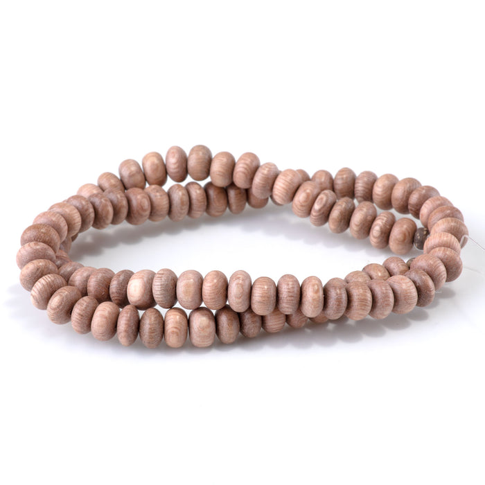 This is a Dakota Stones 8mm Rose Wood Gemstone strand with rondelle beads in 15-16 inch strand.