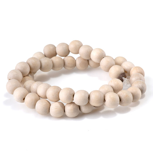 This is a Dakota Stones 10mm White Wood Gemstone strand with round beads in 15-16 inch strand.