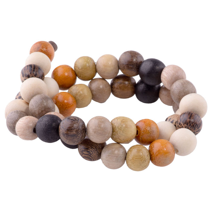 Multi Wood Beads 10mm Round - 15-16 Inch