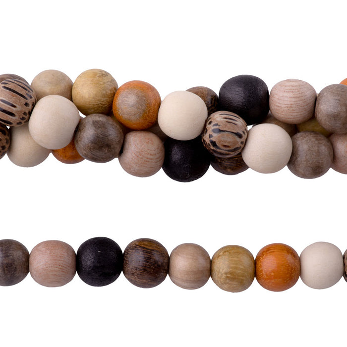 Multi Wood Beads 10mm Round - 15-16 Inch