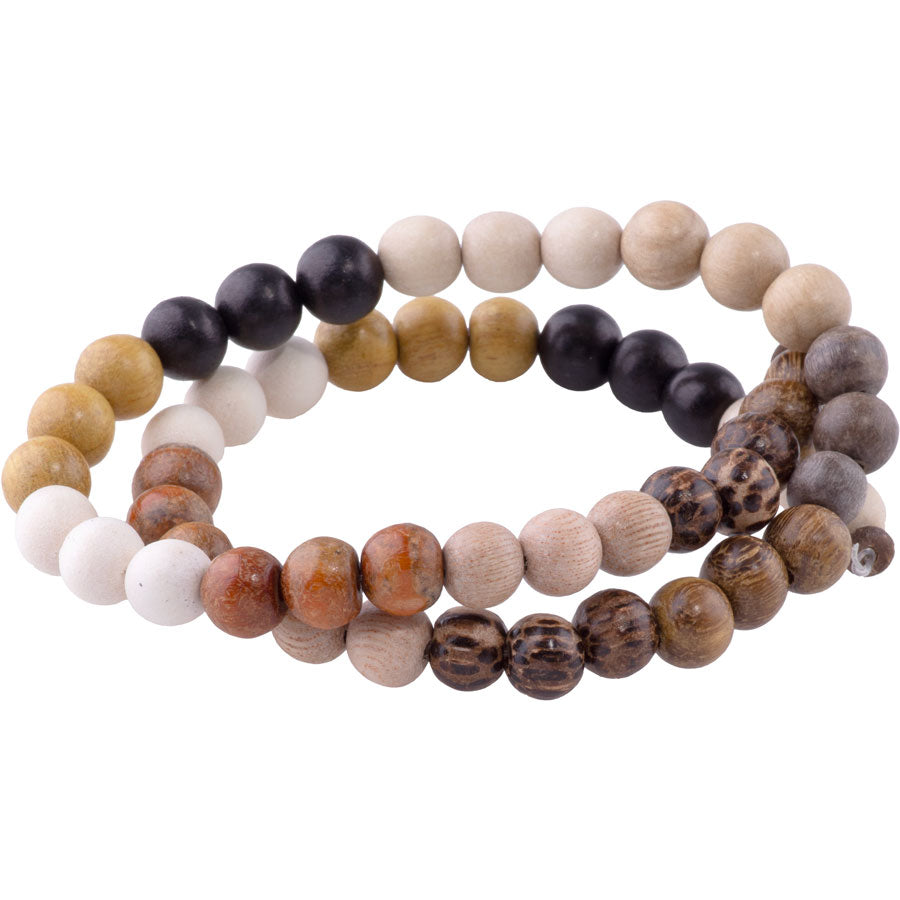 Multi Wood Beads 8mm Round - Limited Editions