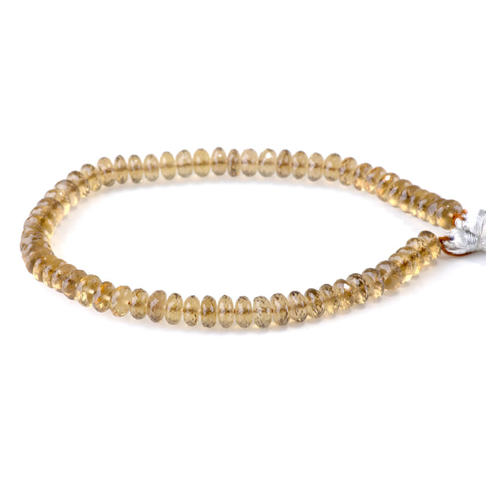 Whiskey Quartz 3-4x6-7mm Faceted Irregular Rondelle Bead - 8-Inch